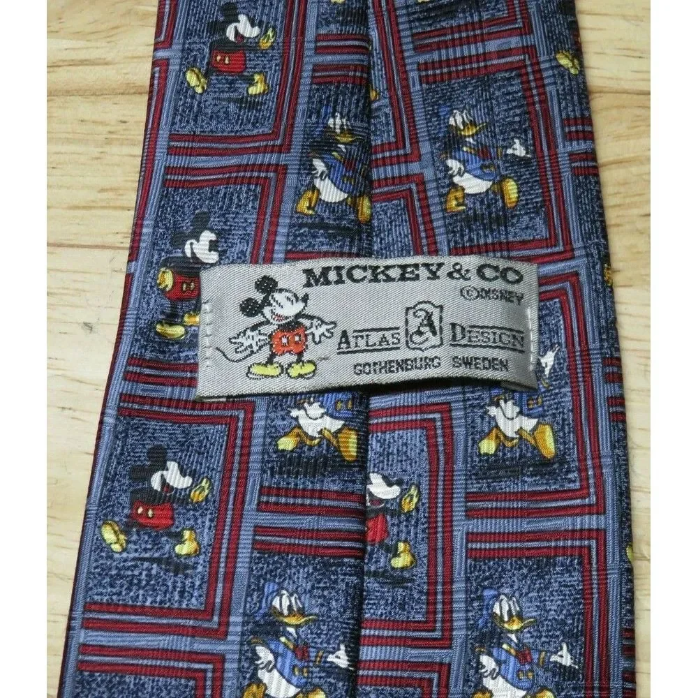 Mickey‎ & Co Atlas Design Gothernsburg Sweden Silk Necktie Tie Italy Donald Duck